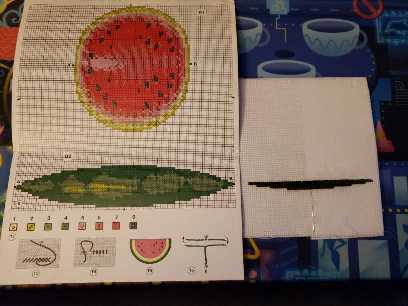 Watermelon pattern with current progress.