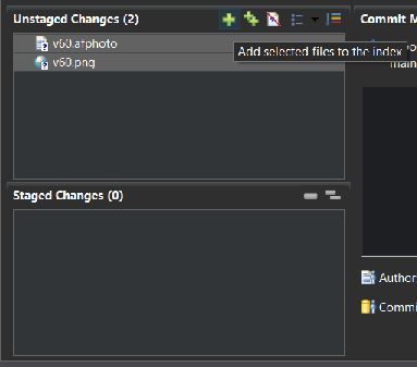 Minimal EGit UI showing the Unstaged Changes in the coffee repository.